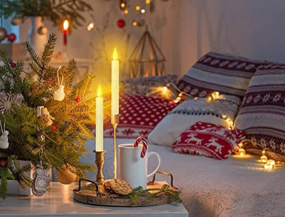 Window Candles Flickering Battery Operated with Remote and Timer, 9 Pack Electric Flameless Taper Candles with Magnetic Base for Christmas Halloween Dinner Wedding Party Decoration