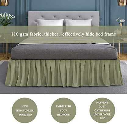 piccocasa ruffled bed skirt polyester bedroom 16 drop, close-up detail