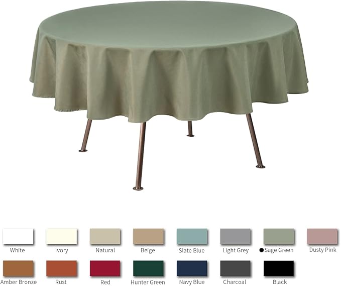 maxmill Round Linen Looking Textured Tablecloth Spill-Proof Wrinkle Free Soft - Image 3