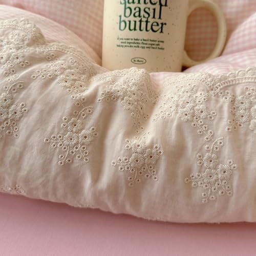 VM VOUGEMARKET Pink Full Comforter Set 3 Pieces Romantic Lace Bedding Set Sim...
