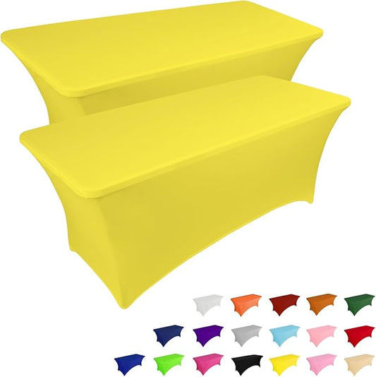 IVAPUPU 2 Pack 4FT Table Cloth for Rectangular Fitted Events Stretch Yellow by IVAPUPU