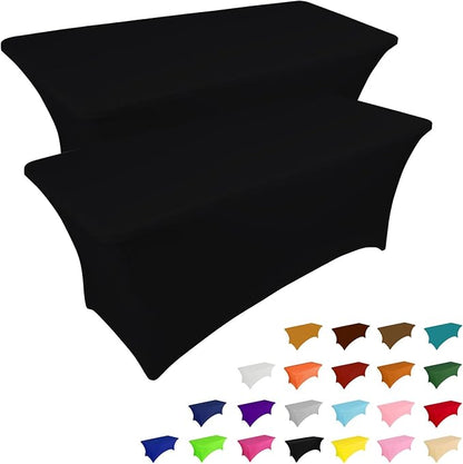 IVAPUPU 2 Pack 6FT Table Cloth for Rectangular Fitted Events Stretch Black by IVAPUPU