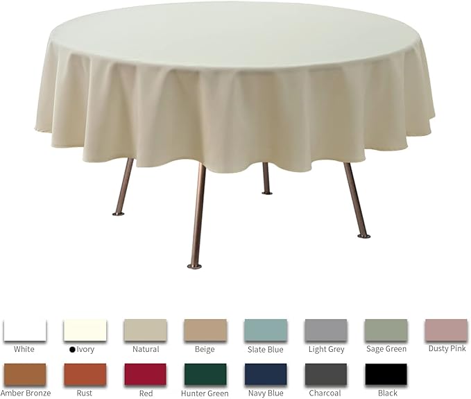 maxmill Round Linen Looking Textured Tablecloth Spill-Proof Wrinkle Free Soft - Image 3