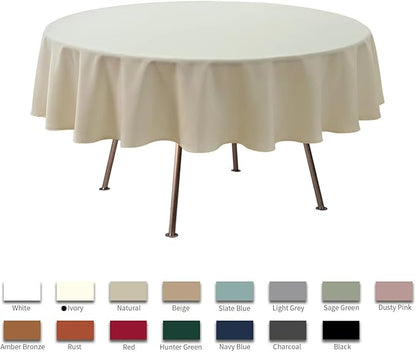maxmill Round Linen Looking Textured Tablecloth Spill-Proof Wrinkle Free Soft - Image 3