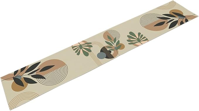 Boho Mid Century Leaves Table Runner, Modern Sun Moon Tropical Plants Leaf - Image 6