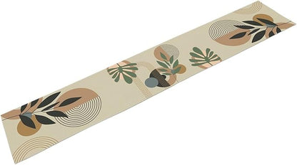 Boho Mid Century Leaves Table Runner, Modern Sun Moon Tropical Plants Leaf - Image 6