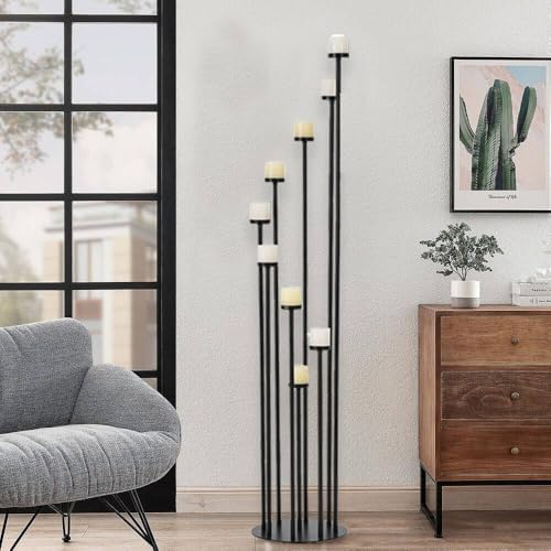 Black Floor Candelabra Centerpiece,Metal Candle Holders for Halloween Decor