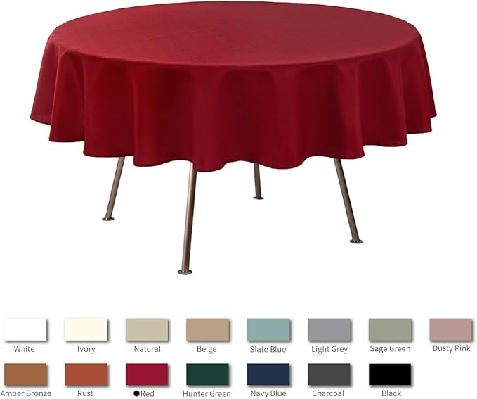 maxmill Round Linen Looking Textured Tablecloth Spill-Proof Wrinkle Free Soft - Image 3