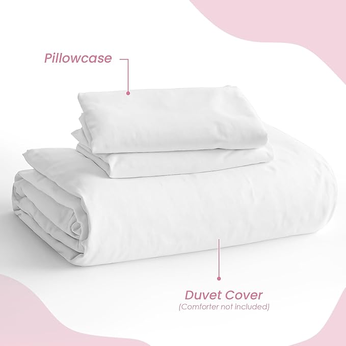 SANDJEST White Duvet Cover Sets Full Size - Image 4