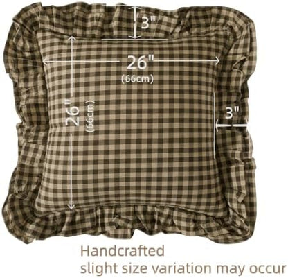 lemfux double ruffle gingham pillow covers, 2 pack showing dimensions