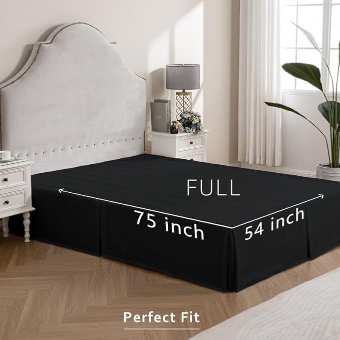 MIYE Pleated Waffle Weave Bed Skirt, Tailored Dust Ruffle 16 Inch Drop Easy Fit - Image 6