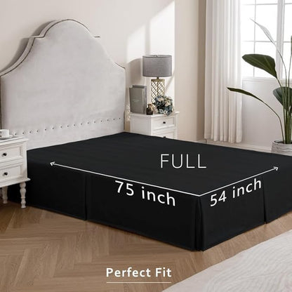 MIYE Pleated Waffle Weave Bed Skirt, Tailored Dust Ruffle 16 Inch Drop Easy Fit - Image 6