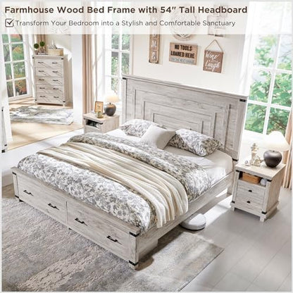 redlemon 54" farmhouse king bed frame with headboard, package contents