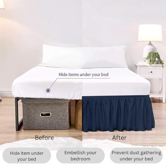 Ruffle Bed Skirt with Split Corners, Microfiber Dust Ruffled - Image 5