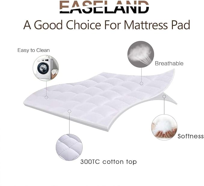 EASELAND Twin XL Mattress Pad Pillow Top Quilted Fitted Mattress - Image 2