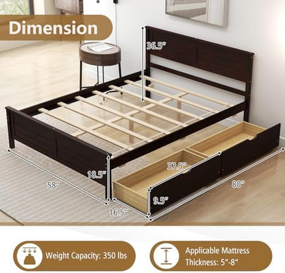 komfott full size wood bed frame with 2 shown in use