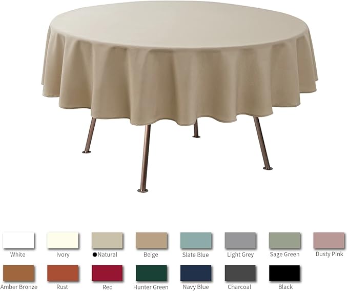 maxmill Round Linen Looking Textured Tablecloth Spill-Proof Wrinkle Free Soft - Image 3