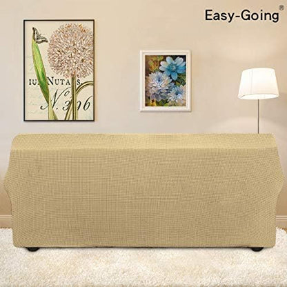 easy-going stretch oversized sofa couch slipcover washable beige, side view
