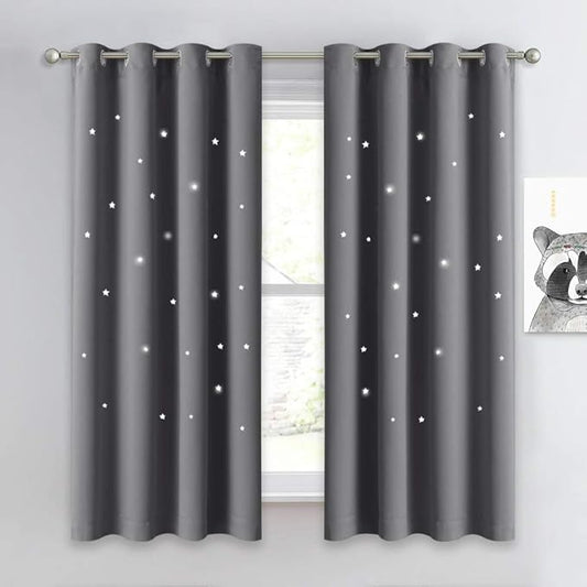 NICETOWN Gray Stars Kids Curtains by NICETOWN