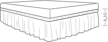 MEILA Wrap Around Bed Skirt Three Fabric Sides Elastic Dust Ruffled 24 Inch - Image 5