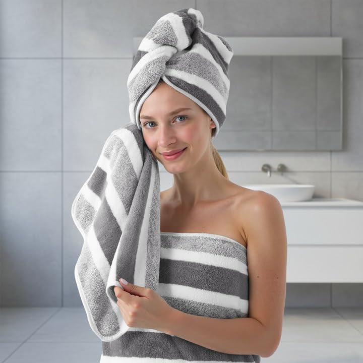 redkiss 6-piece microfiber bath towel set, ultra soft shown in use