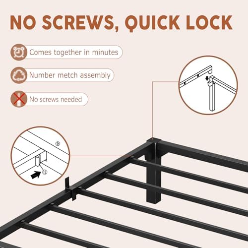 garveehome 10 inch full bed frame, heavy duty, side view
