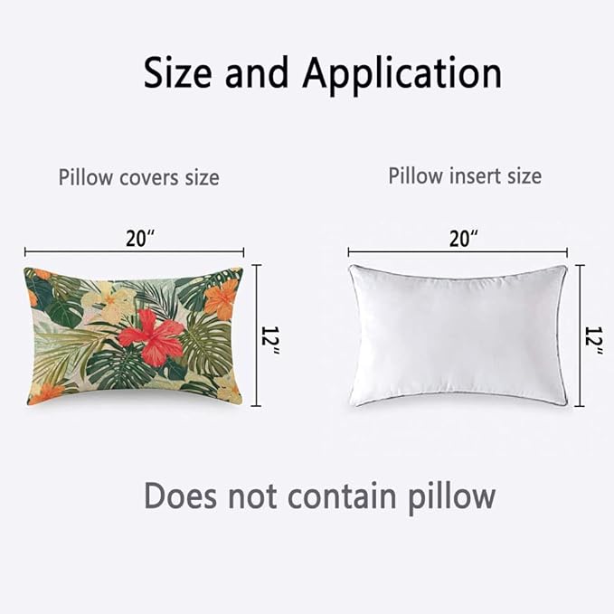 TKS MITLAN Hibiscus Flowers Pillow Cover 12x20 inch Summer Colorful Hawaiian - Image 4