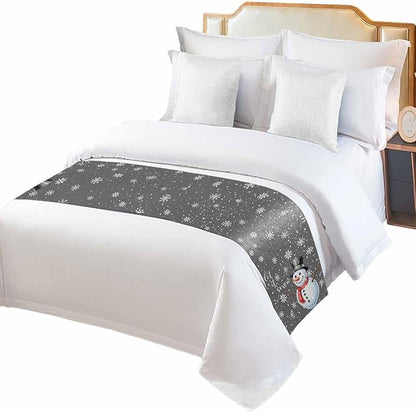 Christmas Snowman Winter Snowflakes Bed Runners - Image 2