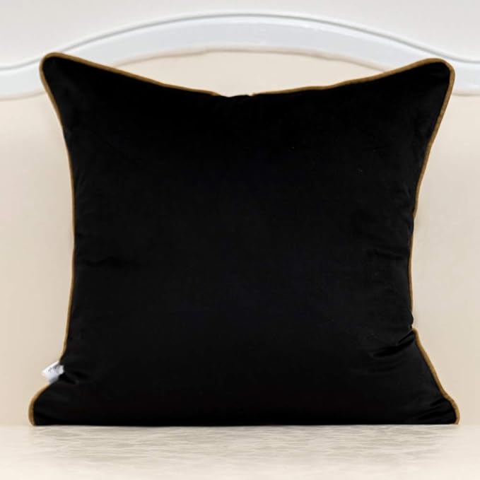 Alerfa 20 x 20 Inches Black Geometric Gold Leather Striped Cushion Cases - Image 2
