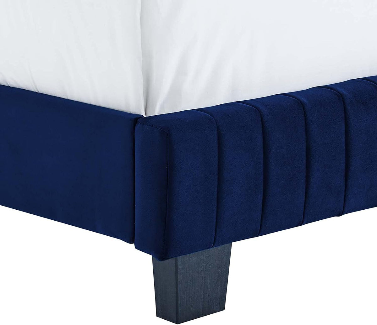 modway celine channel tufted performance velvet king bed showing dimensions