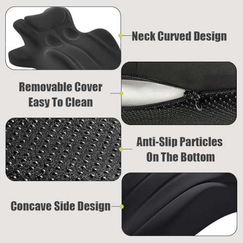 memory foam couples pillow, 27° ergonomic wedge, black, package contents