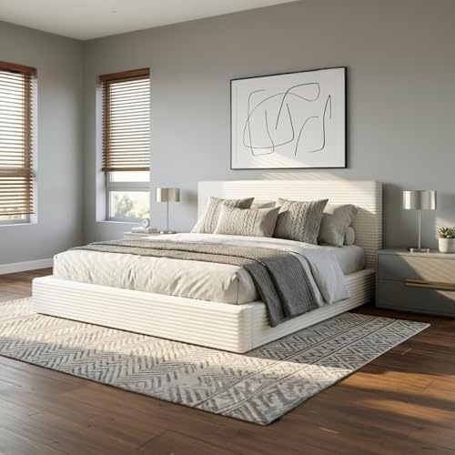novilla queen size bed frame, plush cloudsoft bed, close-up detail
