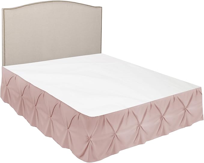 Nestl Blush Pink Bed Skirt Twin Size, Pinch Pleat Twin Bed Skirt, Hotel Quality - Image 7