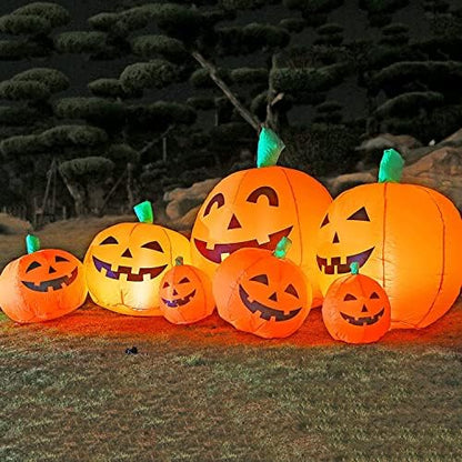 8FT Long Halloween Inflatable Pumpkin Patch Fall Inflatable Thanksgiving Inflatable Pumpkin Patch Blow up Pumpkin Decor Outer Large Party Yard Decoration