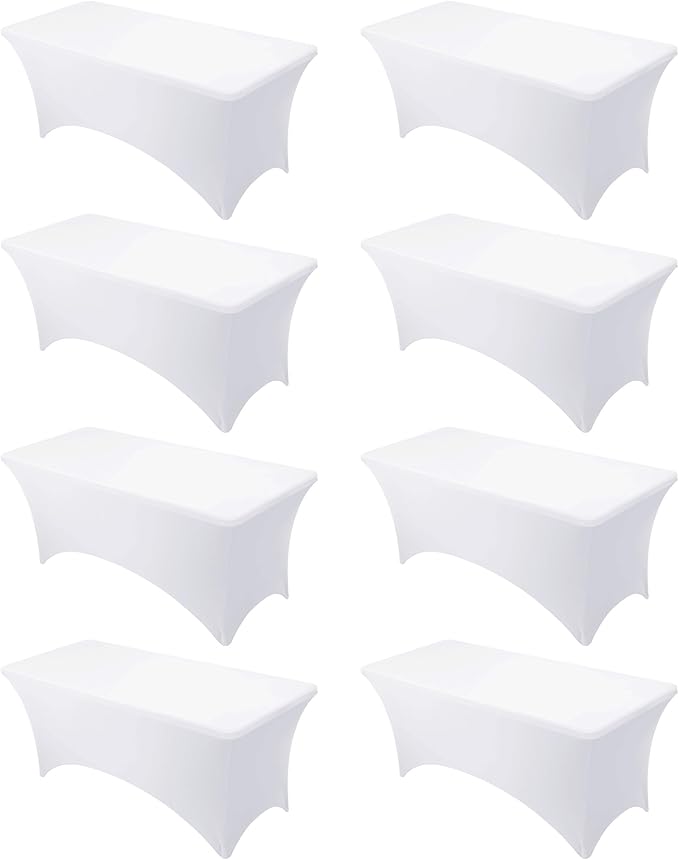 8-Pack Premium White Spandex Tablecloths by DailySet