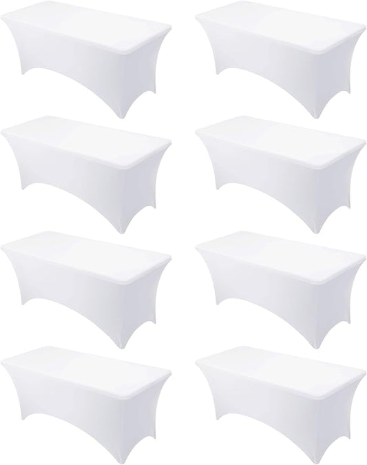 8-Pack Premium White Spandex Tablecloths by DailySet
