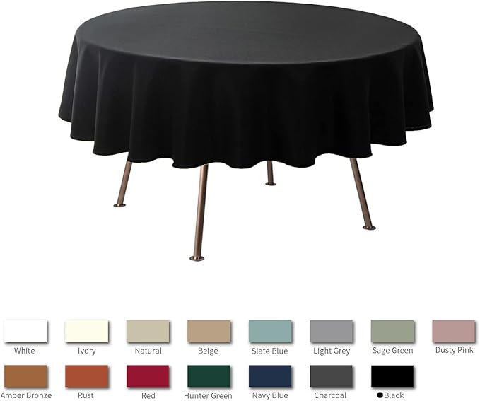 maxmill Round Linen Looking Textured Tablecloth Spill-Proof Wrinkle Free Soft - Image 3