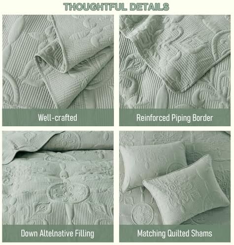 sage green damask quilt queen size bedding sets, package contents