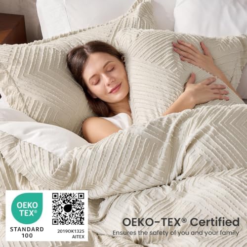 jollyvogue king size comforter set, boho tufted 3-piece, package contents