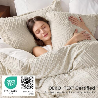 jollyvogue king size comforter set, boho tufted 3-piece, package contents