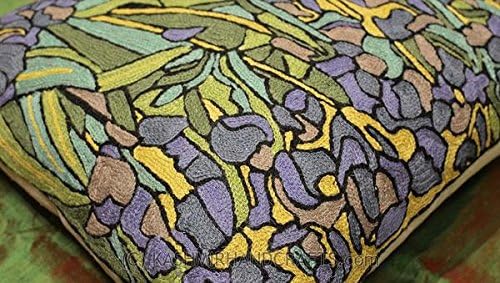 Van Gogh Irises Pillow Cover Green Floral Pillowcase Needlepoint Flower Chair - Image 2