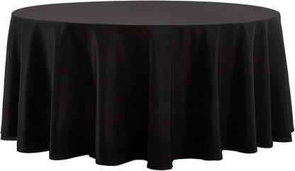 Round Tablecloth 120 Inch 1 Pack Black Tablecloths Washable Decorative Linen by AOCOZHomeLifeMuseum