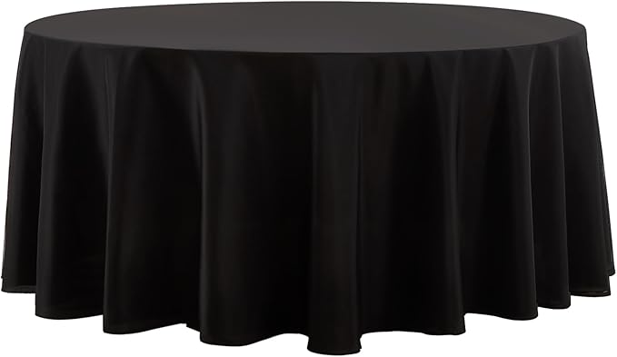 Round Tablecloth 132 Inch 1 Pack Black Tablecloths Washable Decorative Linen by AOCOZHomeLifeMuseum