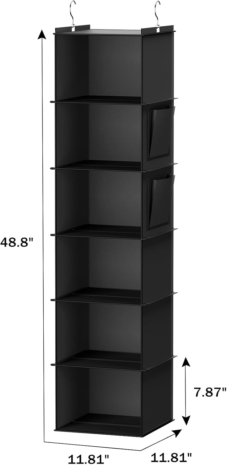 youdenova hanging closet organizer and storage, 6-shelf, 2, close-up detail