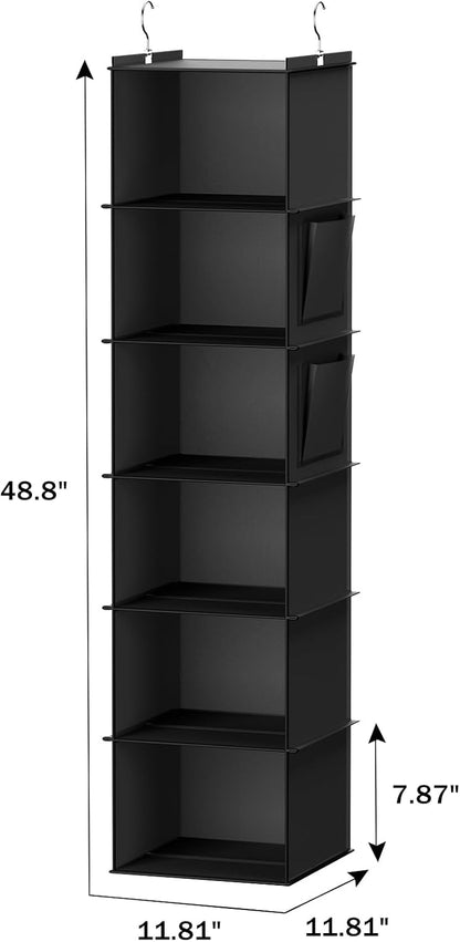 youdenova hanging closet organizer and storage, 6-shelf, 2, close-up detail