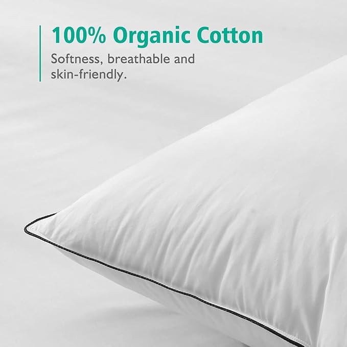 APSMILE Organic Feather Down Pillows Set of 2, Queen Size Bed Pillows - Image 5