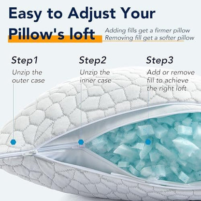 qutool cooling pillow for sleeping, certipur-us shredded memory, view 9