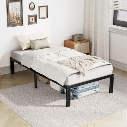 olixis 14in twin metal bed frame, sturdy support, close-up detail
