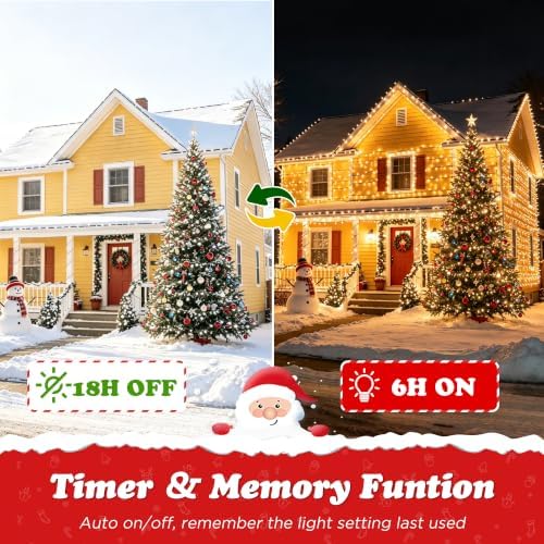 Quntis Battery Powered String Lights Outdoor, 132FT 300 LED Indoor Christmas Tree Lights Waterproof with 8 Modes and Timer for Halloween Patio Balcony Garden, Warm White