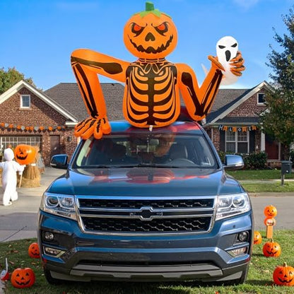 Halloween Inflatable Pumpkin Skeleton, 5FT Outdoor Halloween Decorations